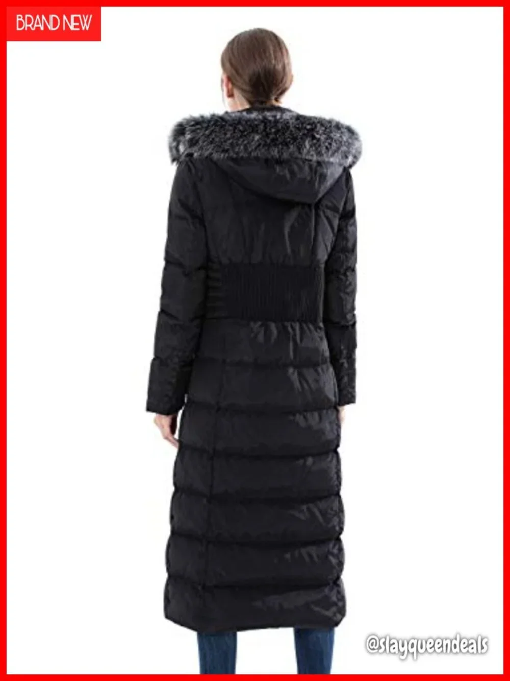 Thickened Hooded Long Down Jacket Maxi Puffer Coat with Fur Collar